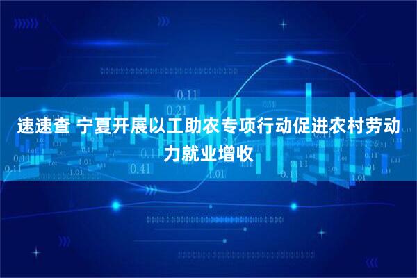 速速查 宁夏开展以工助农专项行动促进农村劳动力就业增收
