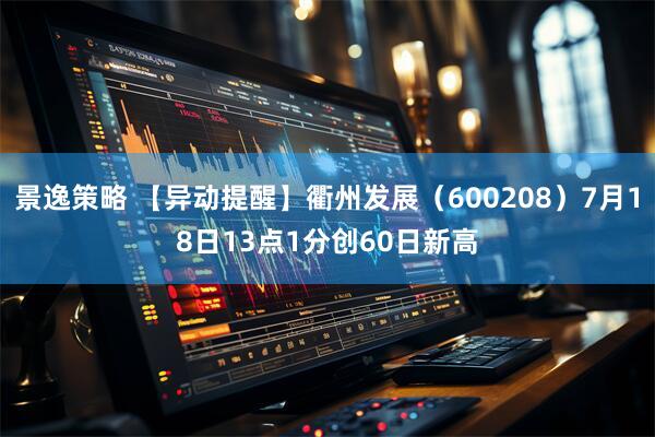 景逸策略 【异动提醒】衢州发展（600208）7月18日13点1分创60日新高